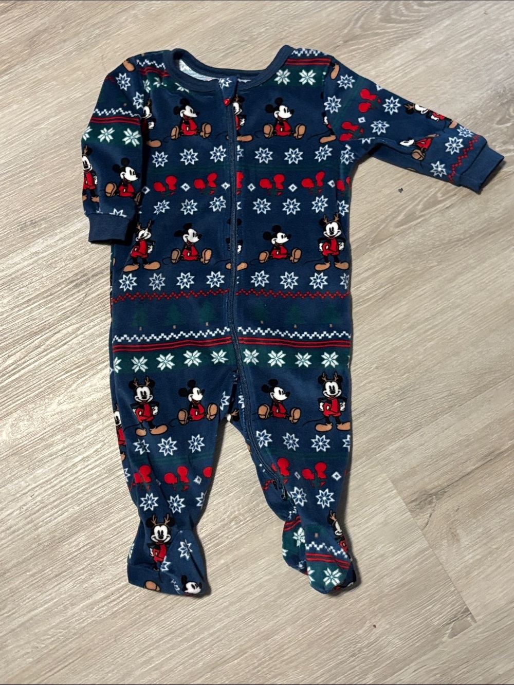 Disney‎ Mickey Mouse Navy Blue Kids One-Piece Footed Pajamas